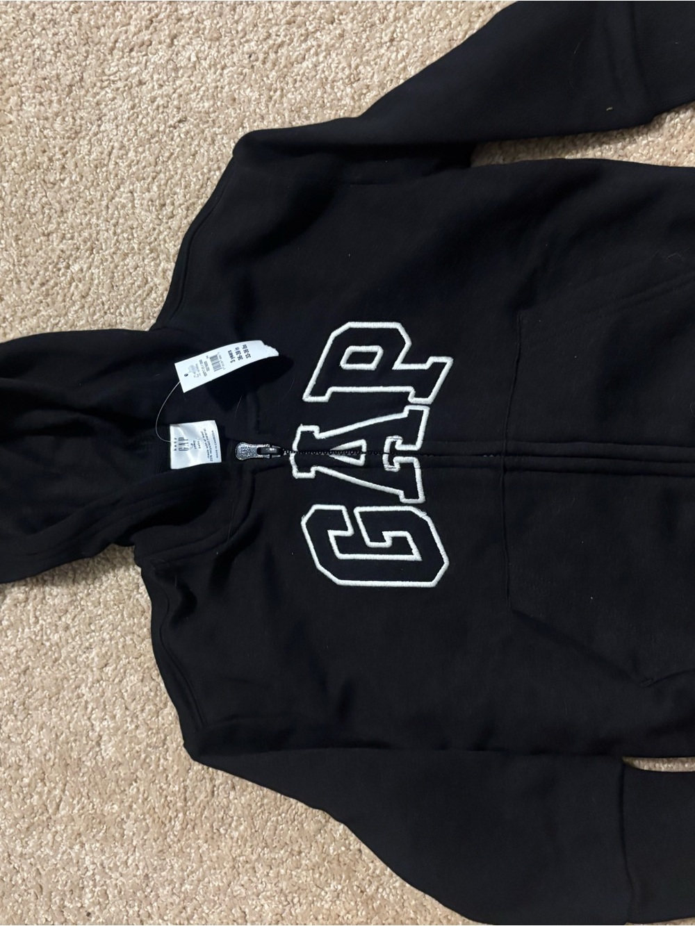 GAP Black Kids Zip-Up Hoodie with White Logo